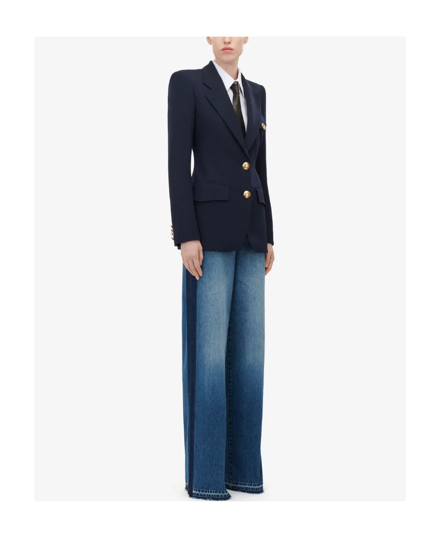 Flap-Pocketed Single-Breasted Blazer
