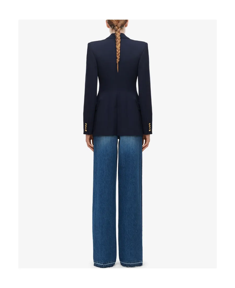Flap-Pocketed Single-Breasted Blazer
