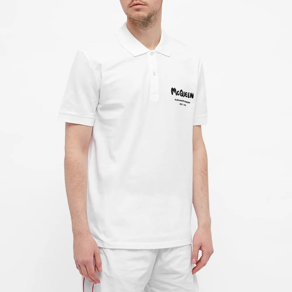 Graffiti Logo Printed Polo Shirt