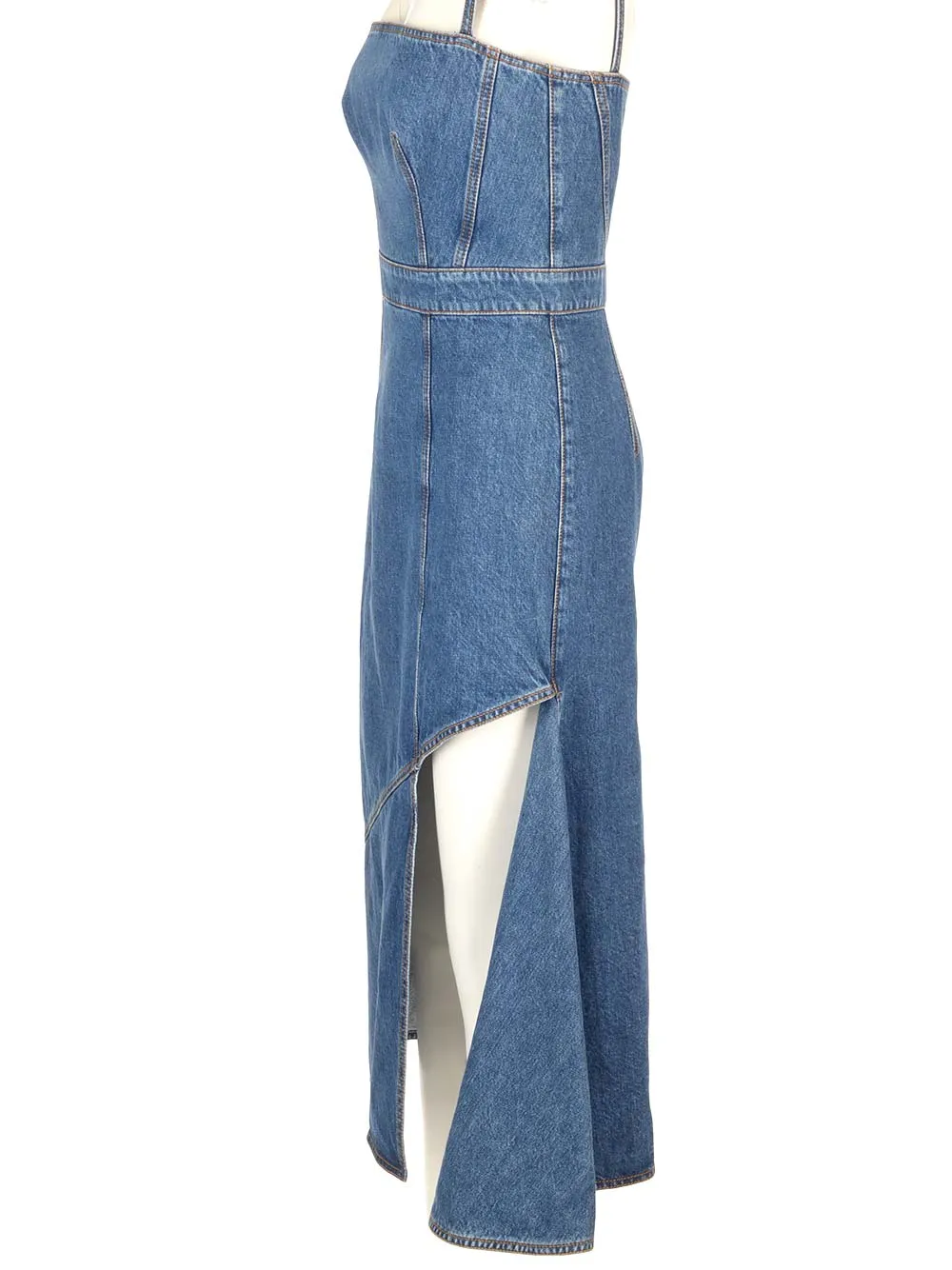 Slit Detailed Denim Dress