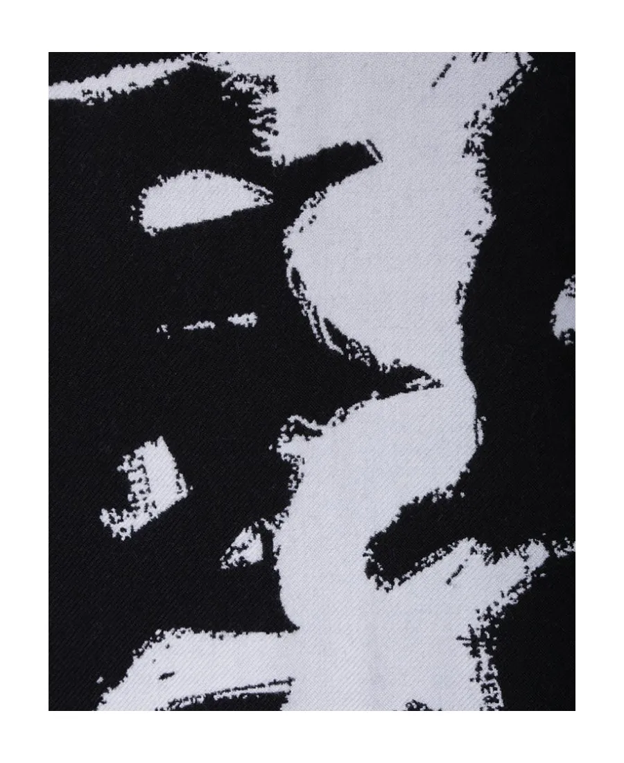 Graffiti Logo Print Fringed Scarf