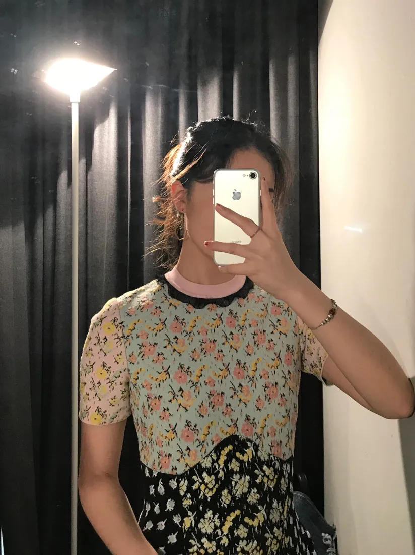 Floral Printed Knitted Dress