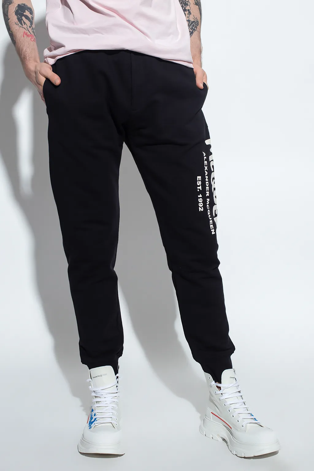 Logo Printed Slim Cut Track Trousers