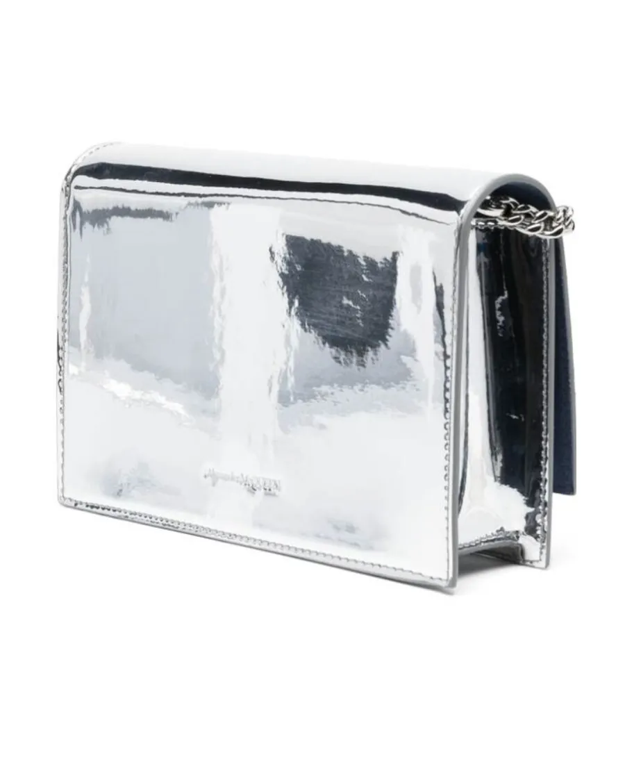Skull Plaque Fold-Over Shoulder Bag