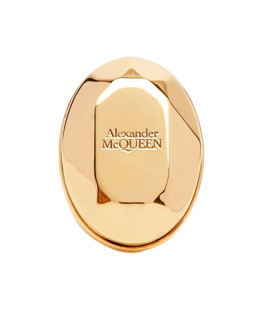 Logo Embossed Faceted Ring