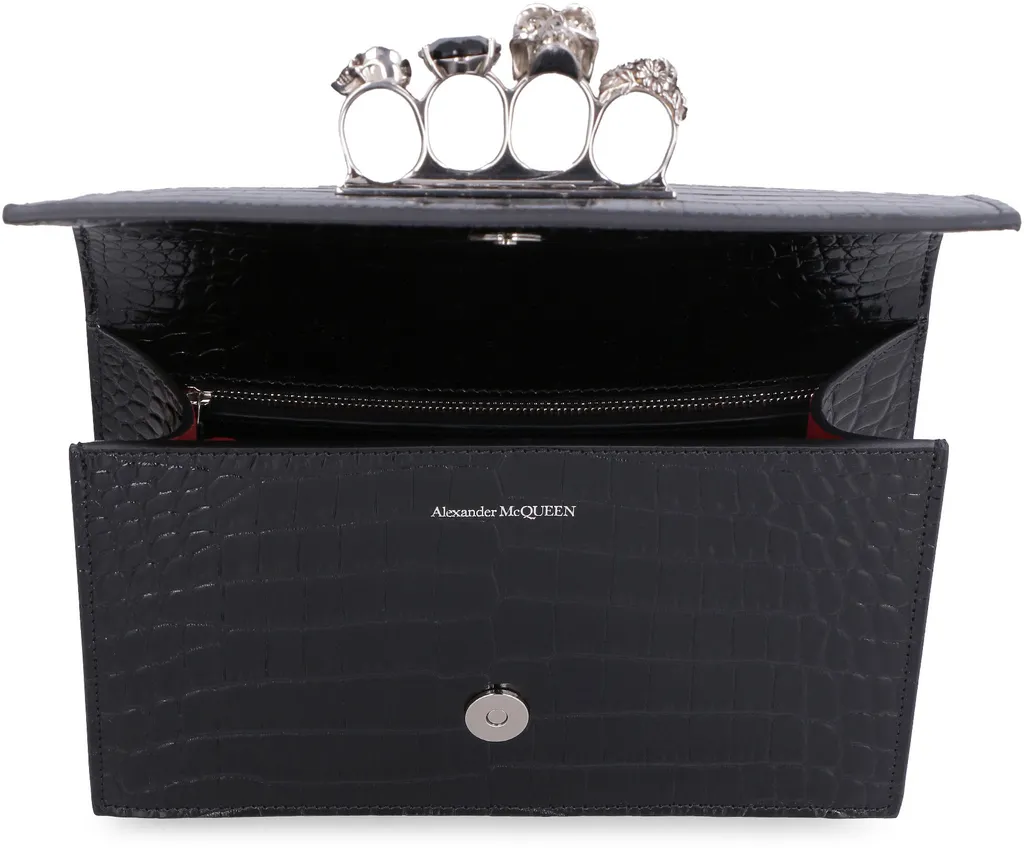 Jewelled Skull Embossed Shoulder Bag