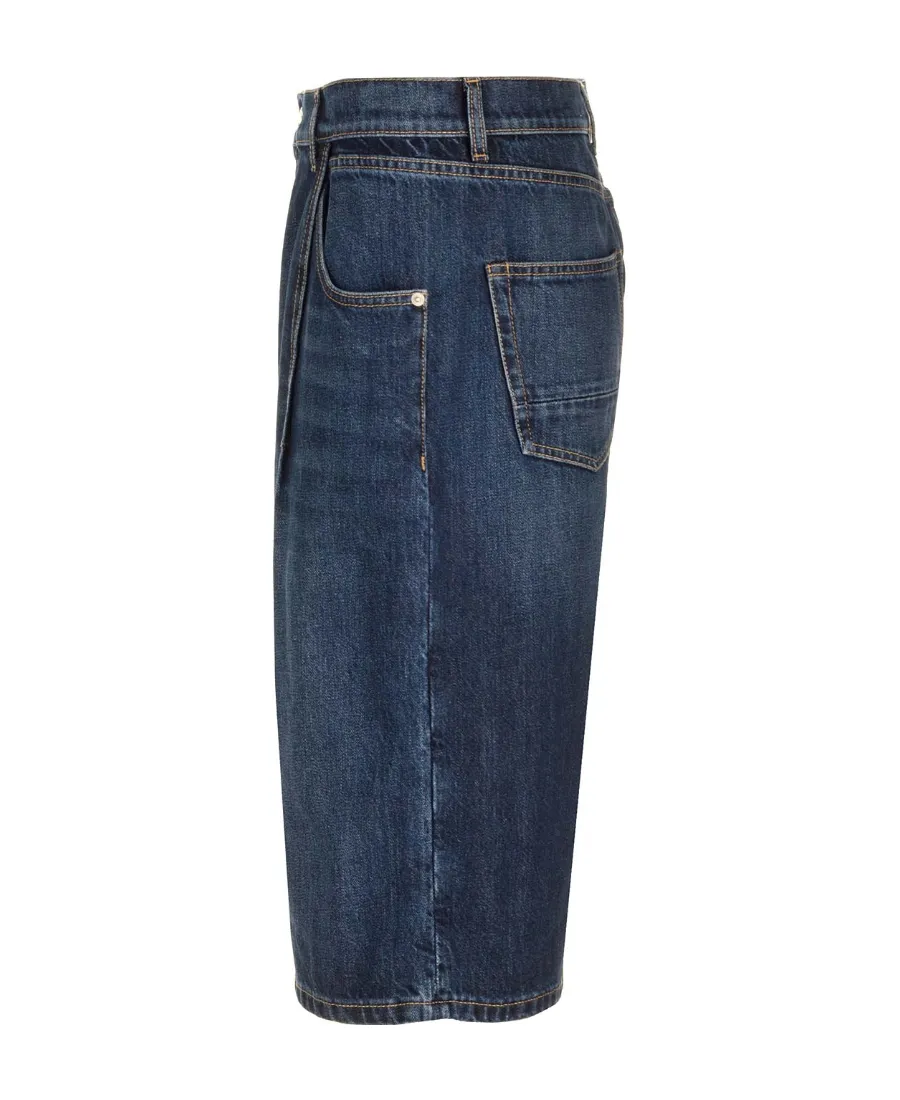 Knee-Length Denim Shorts