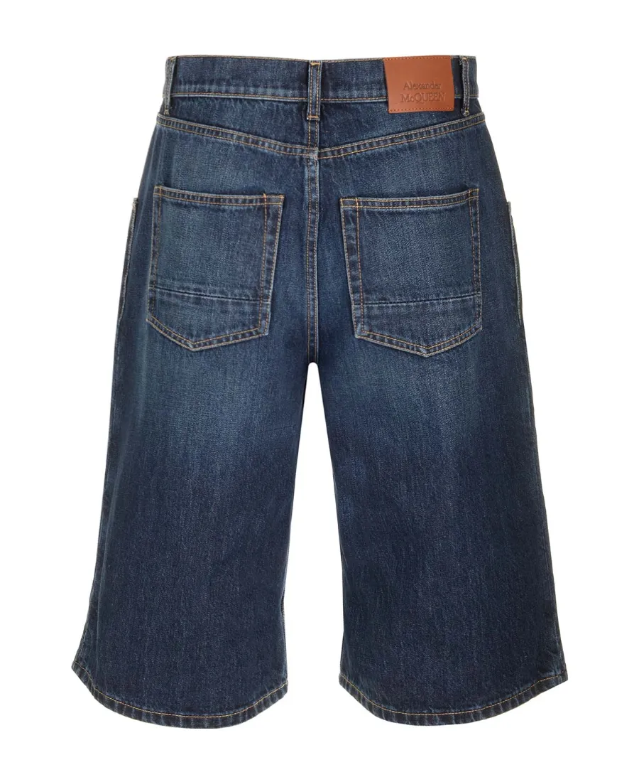 Knee-Length Denim Shorts