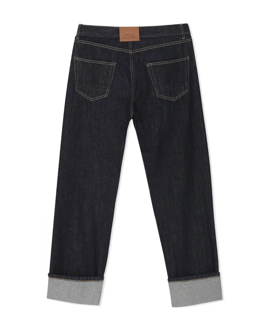 Straight-Leg Turn-Up Hem Jeans