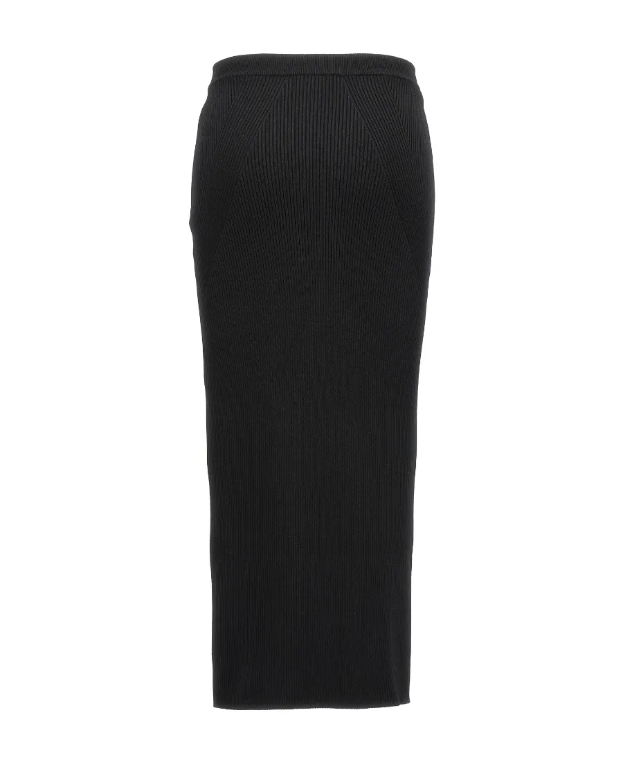 Rib-Knit High-Waisted Midi Skirt