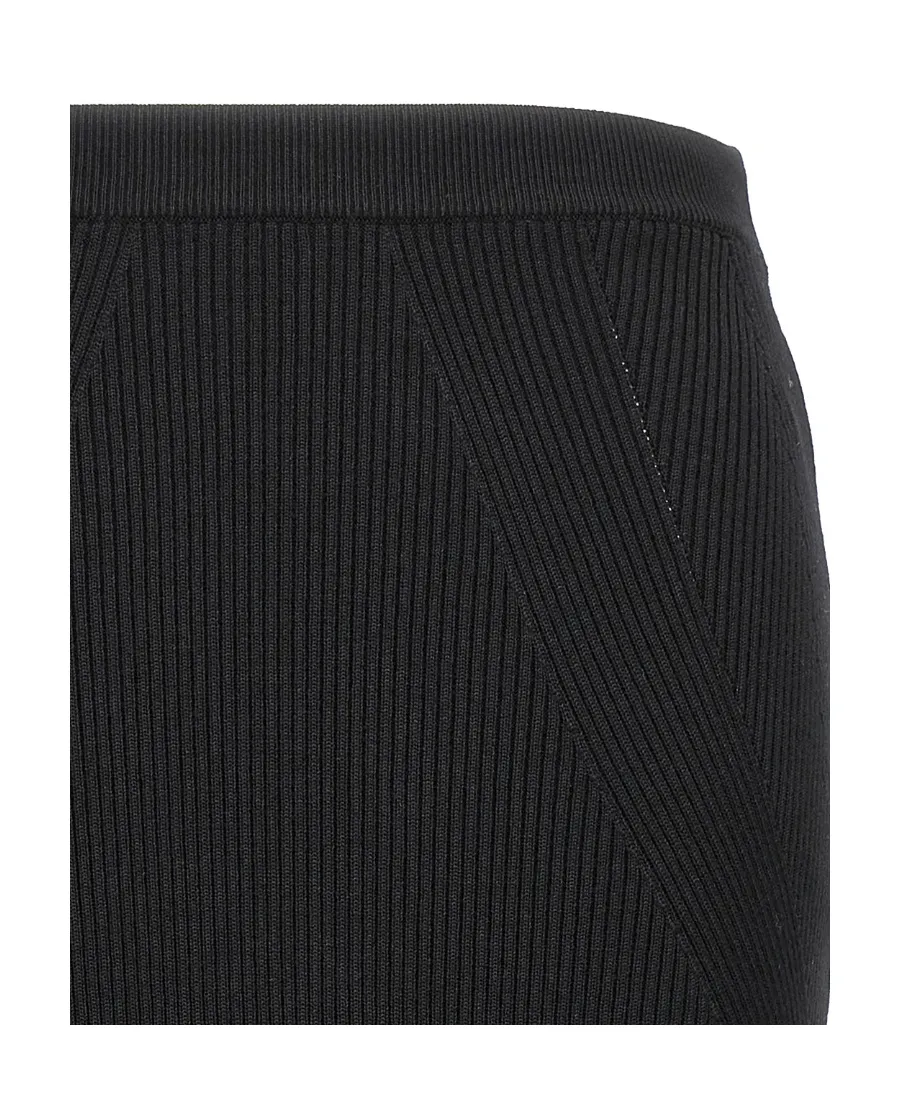 Rib-Knit High-Waisted Midi Skirt