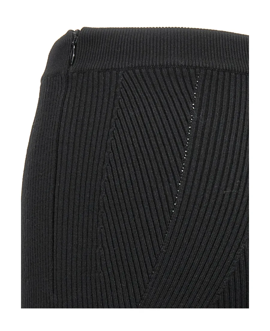 Rib-Knit High-Waisted Midi Skirt