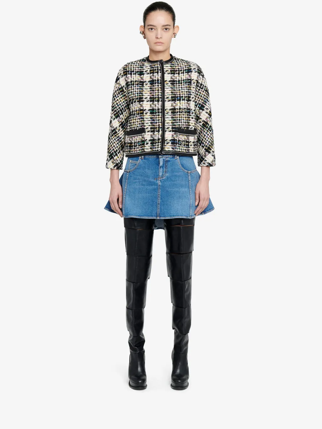 Kickback Draped Denim Skirt
