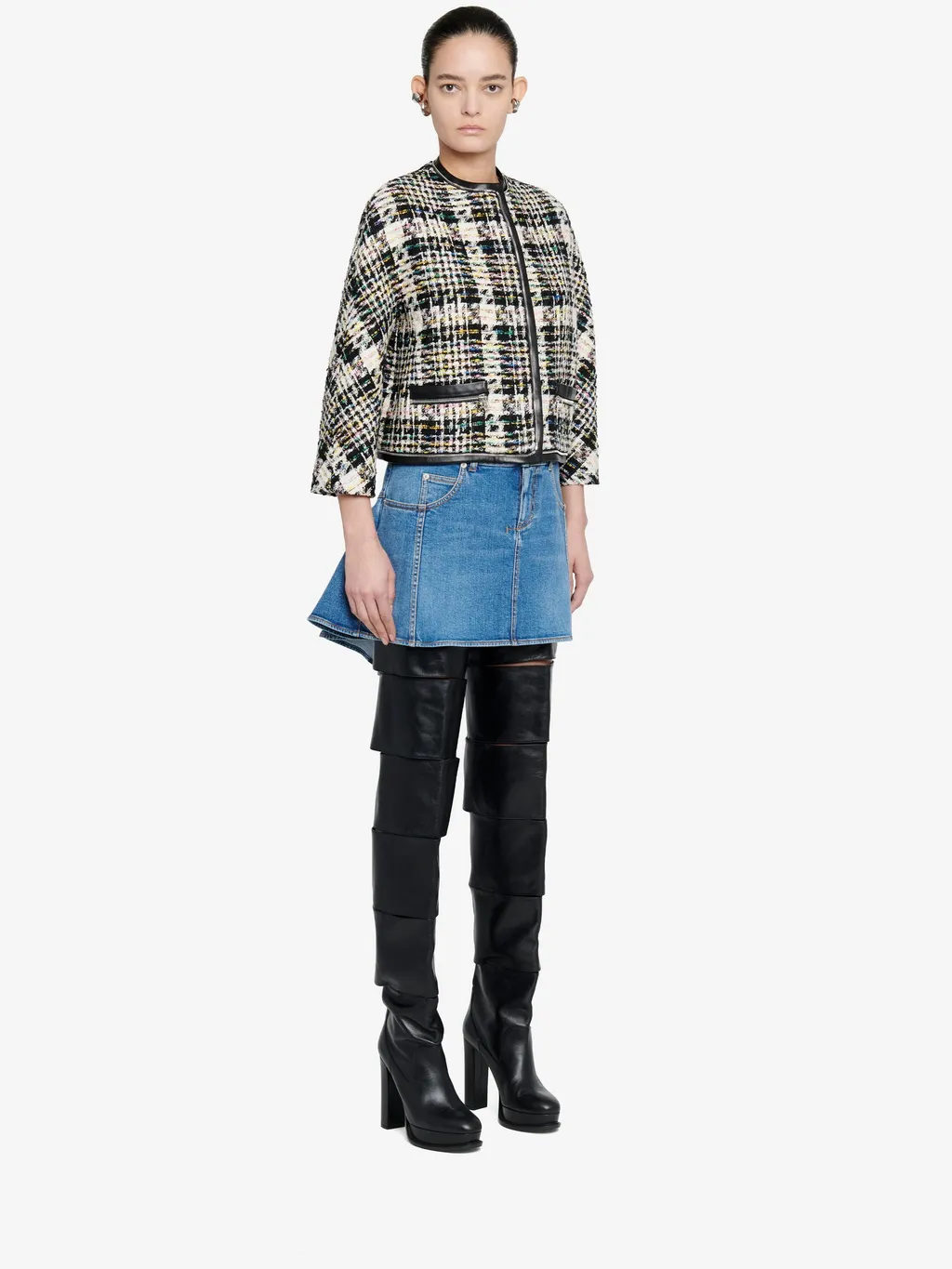 Kickback Draped Denim Skirt