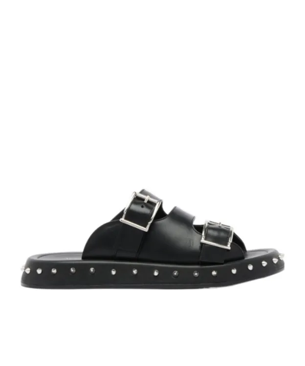 Stud Embellished Double Buckled Sandals