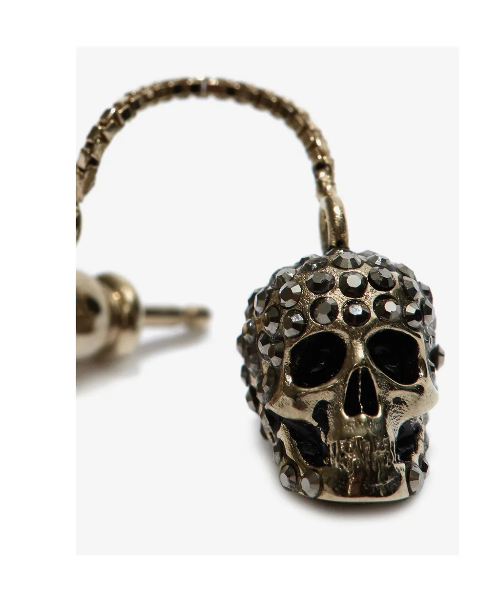 Pave Skull Chain Earrings