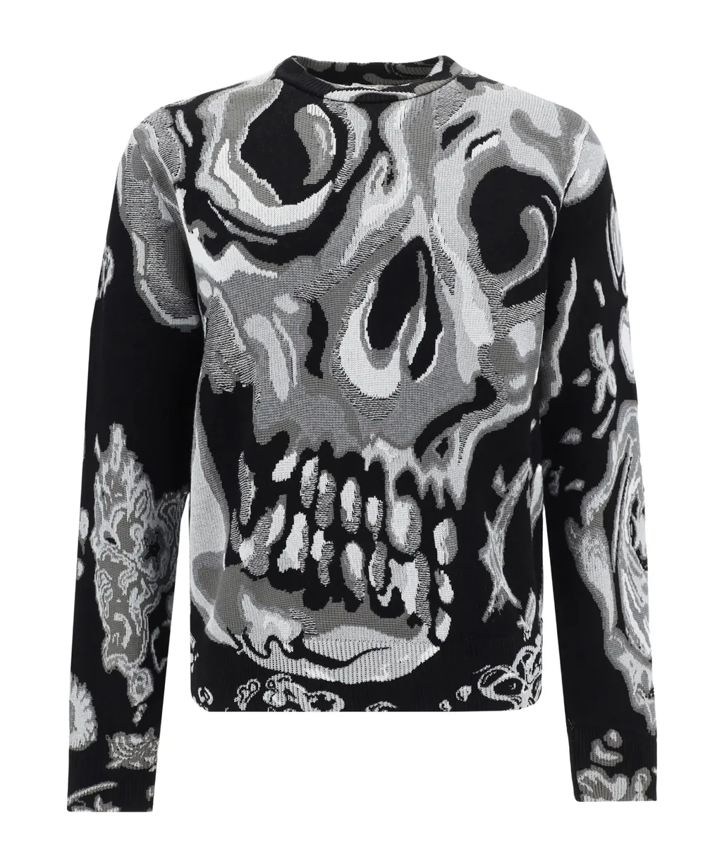 Skull Intarsia-Knit Crewneck Jumper