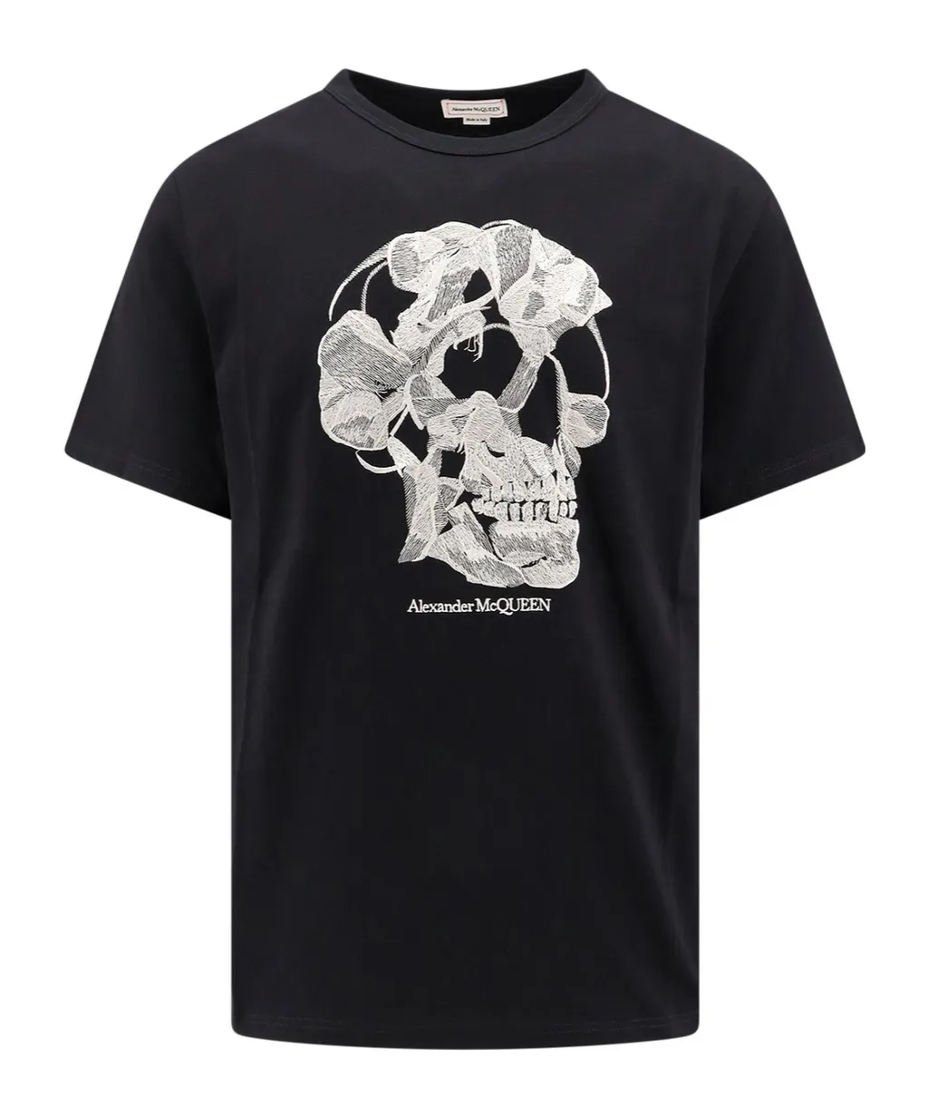 Skull Embroidered Crewneck T-Shirt