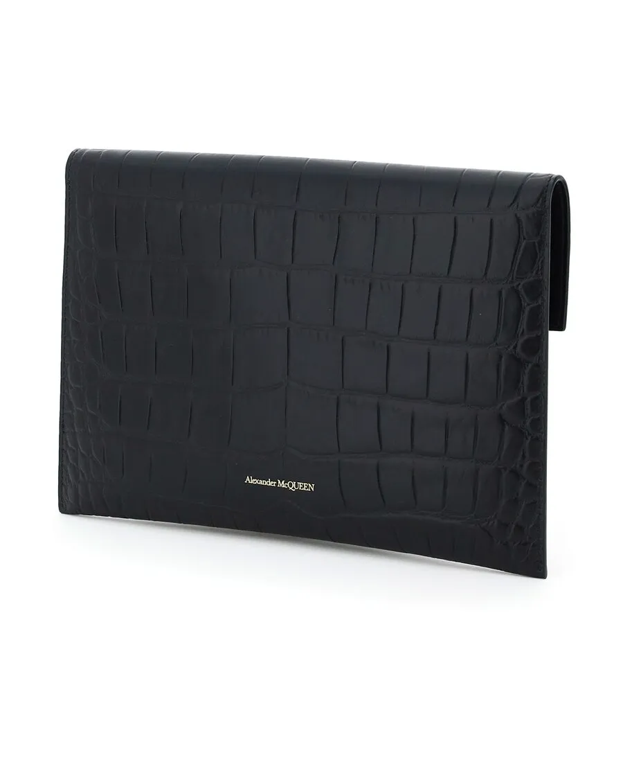 Skull Embossed Envelope Clutch Bag