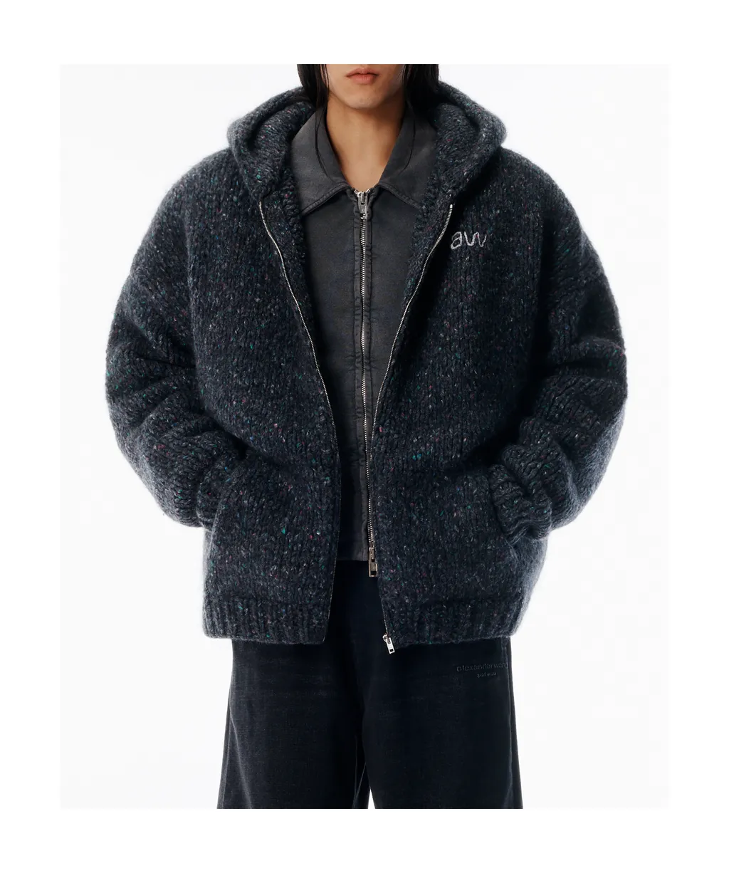 Oversized Zip-Up Knitted Hoodie