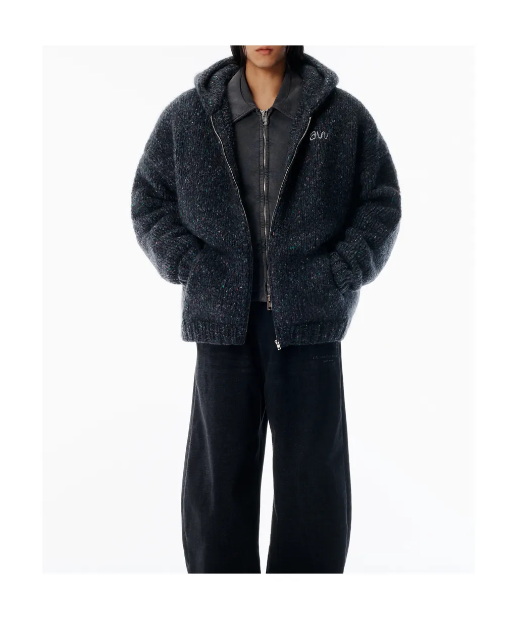 Oversized Zip-Up Knitted Hoodie