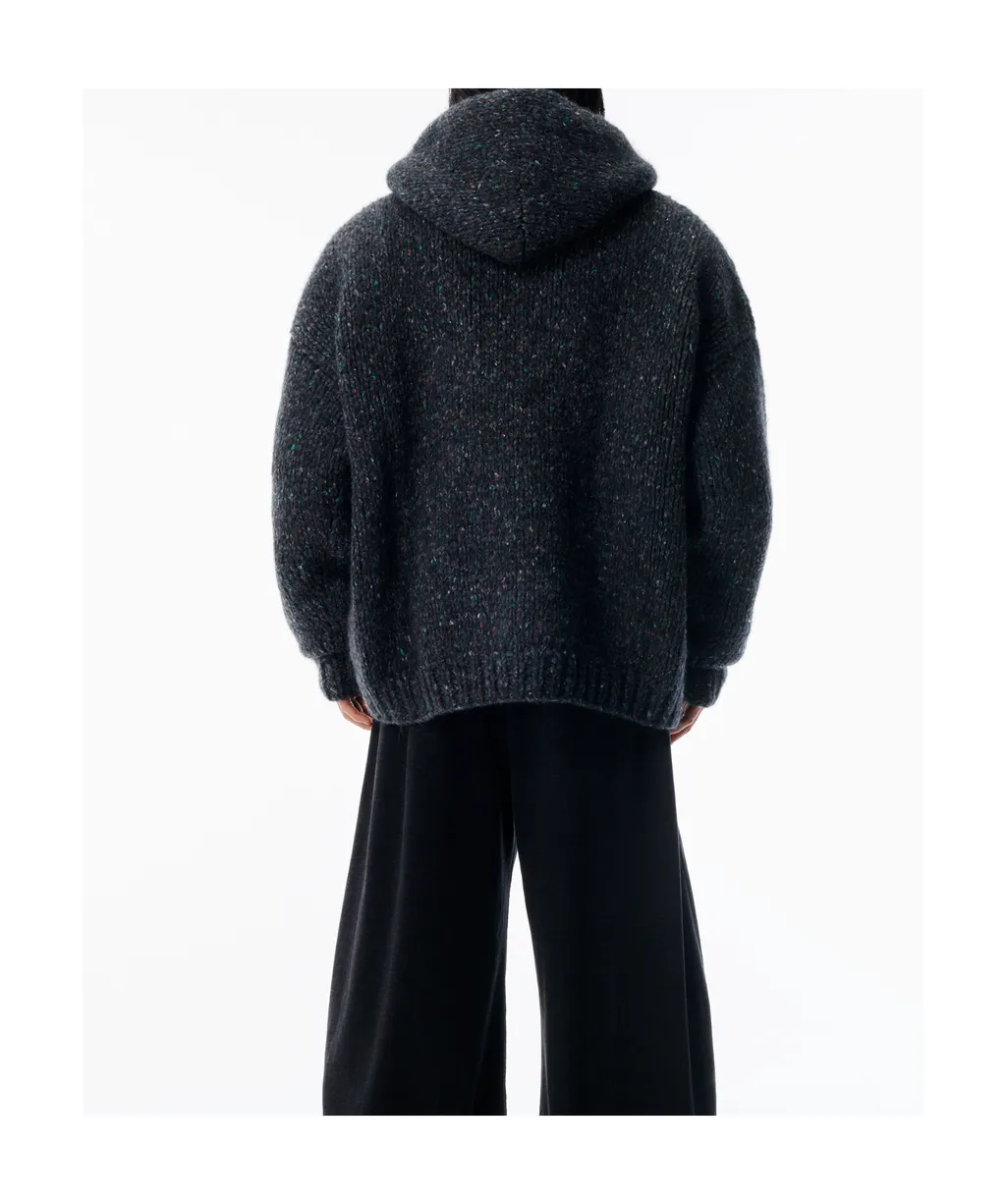 Oversized Zip-Up Knitted Hoodie