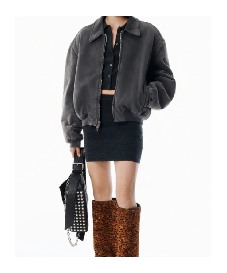 Oversized Zip-Up Moto Jacket