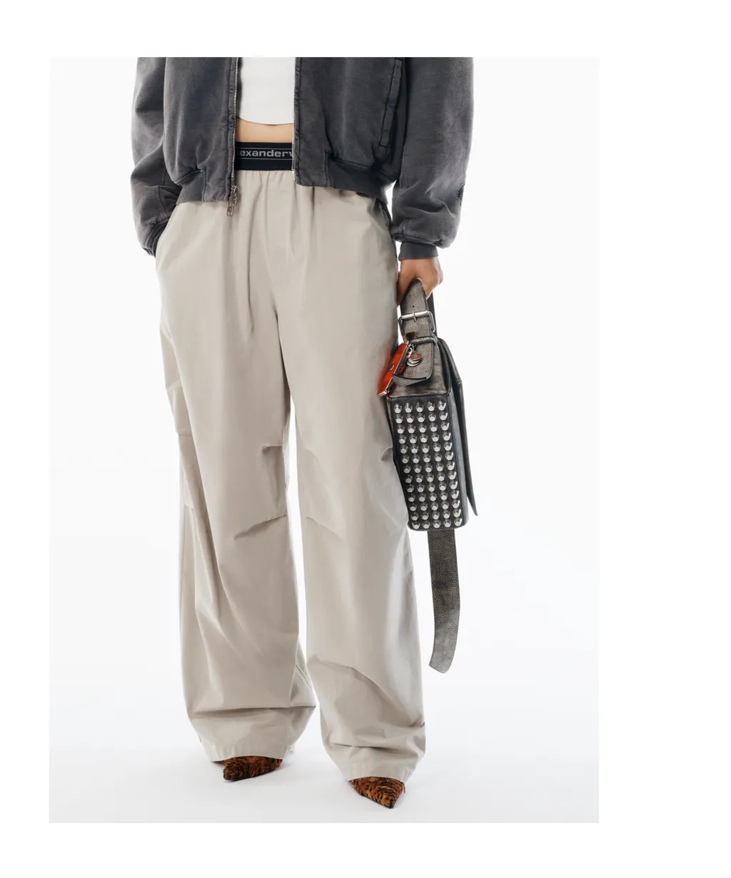 Logo Waistband Mid-Waisted Pants