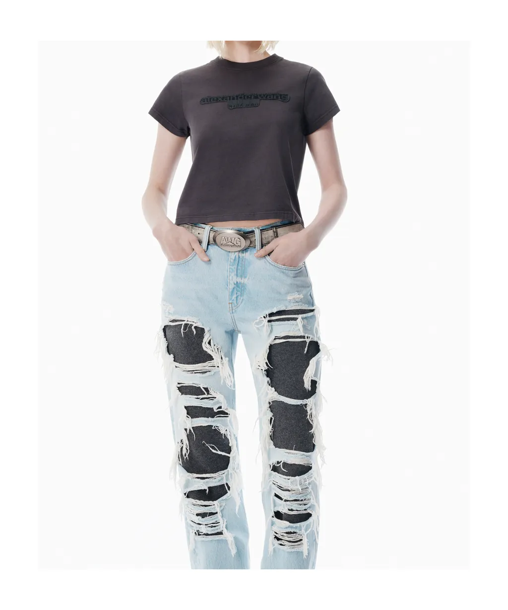 Logo Embroidered Cropped T-Shirt