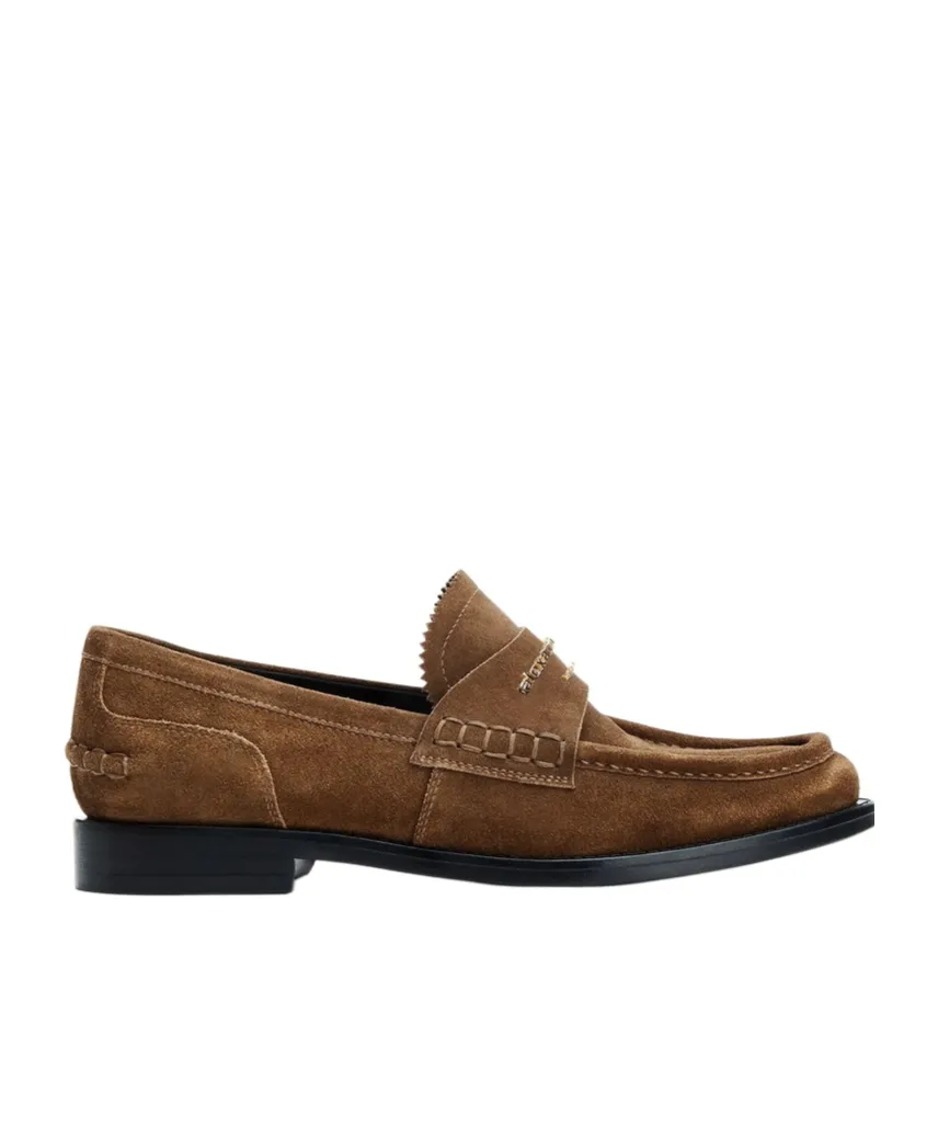 Logo-Plaque Suede Loafers