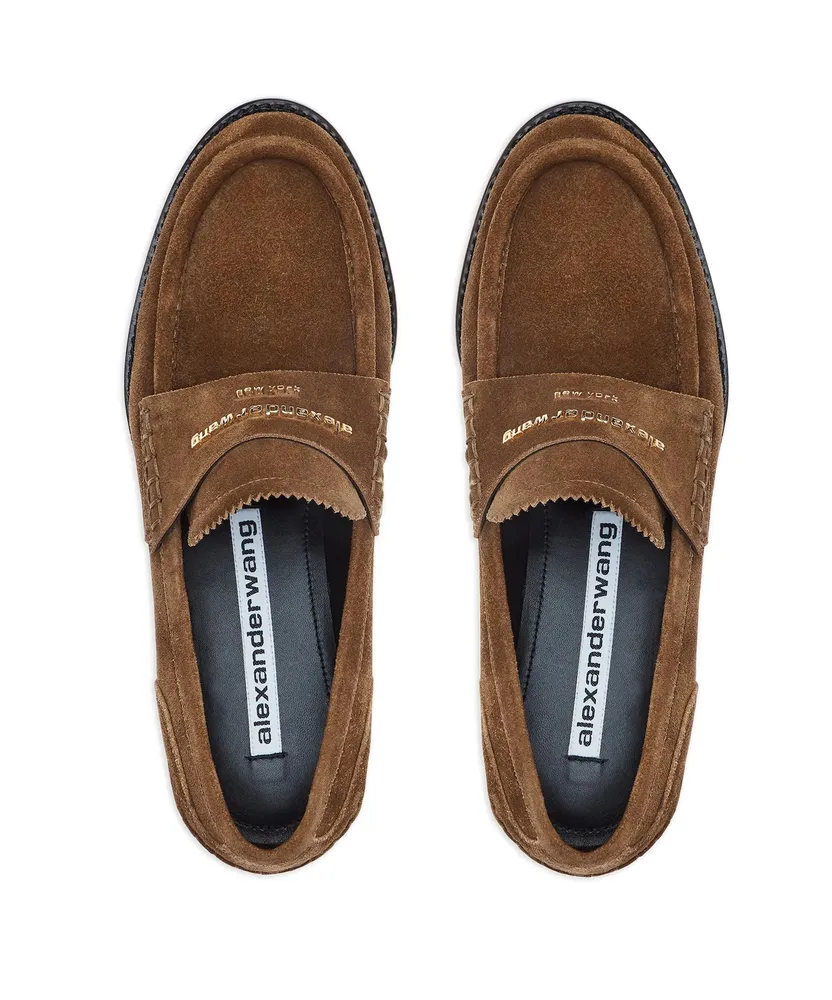Logo-Plaque Suede Loafers