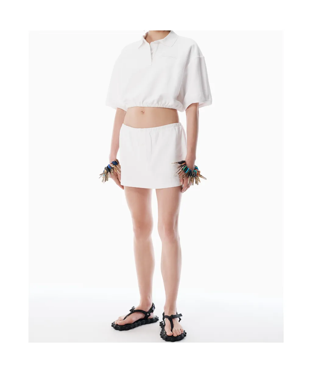 Elasticated-Waistband Buttoned Skirt