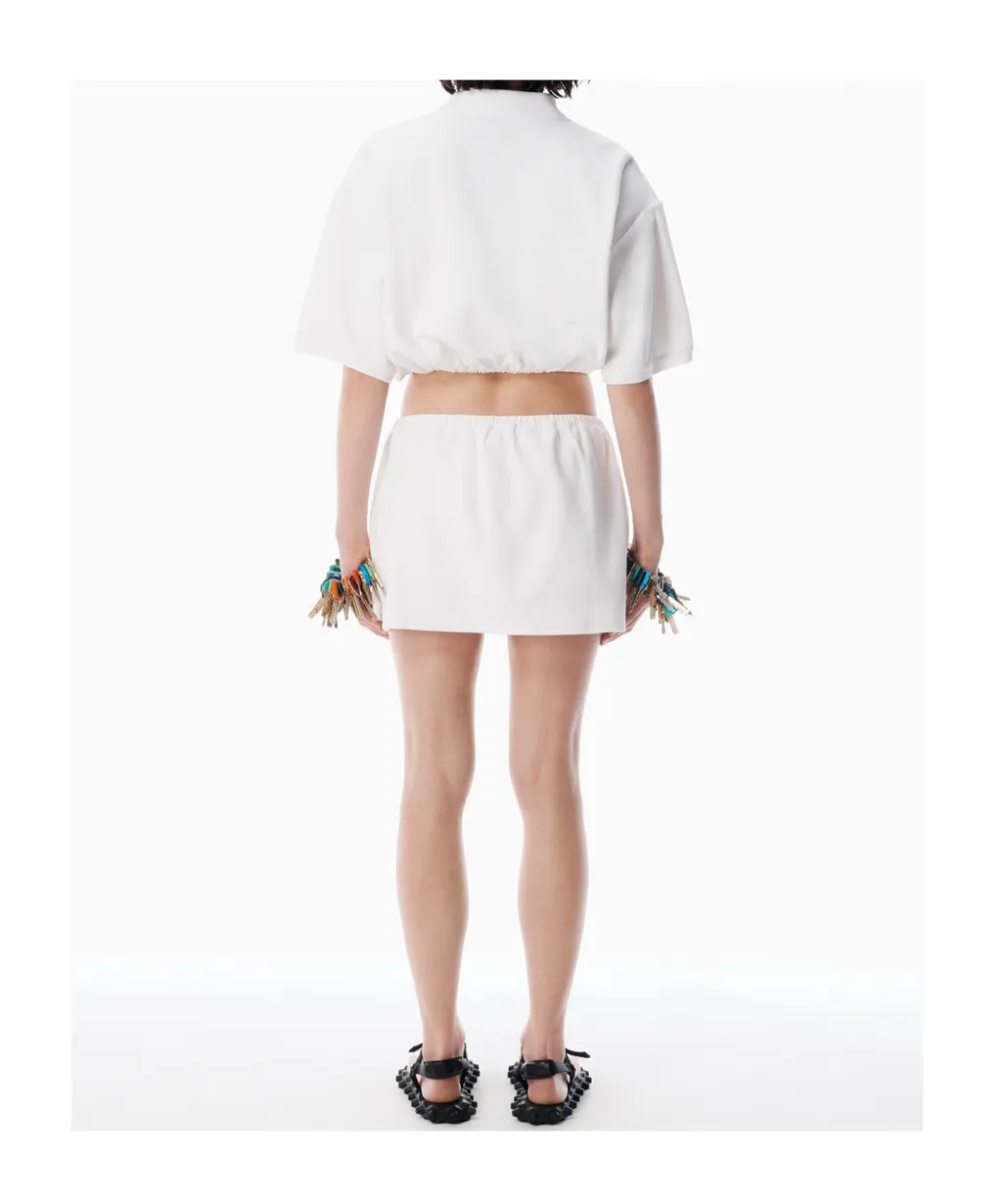Elasticated-Waistband Buttoned Skirt