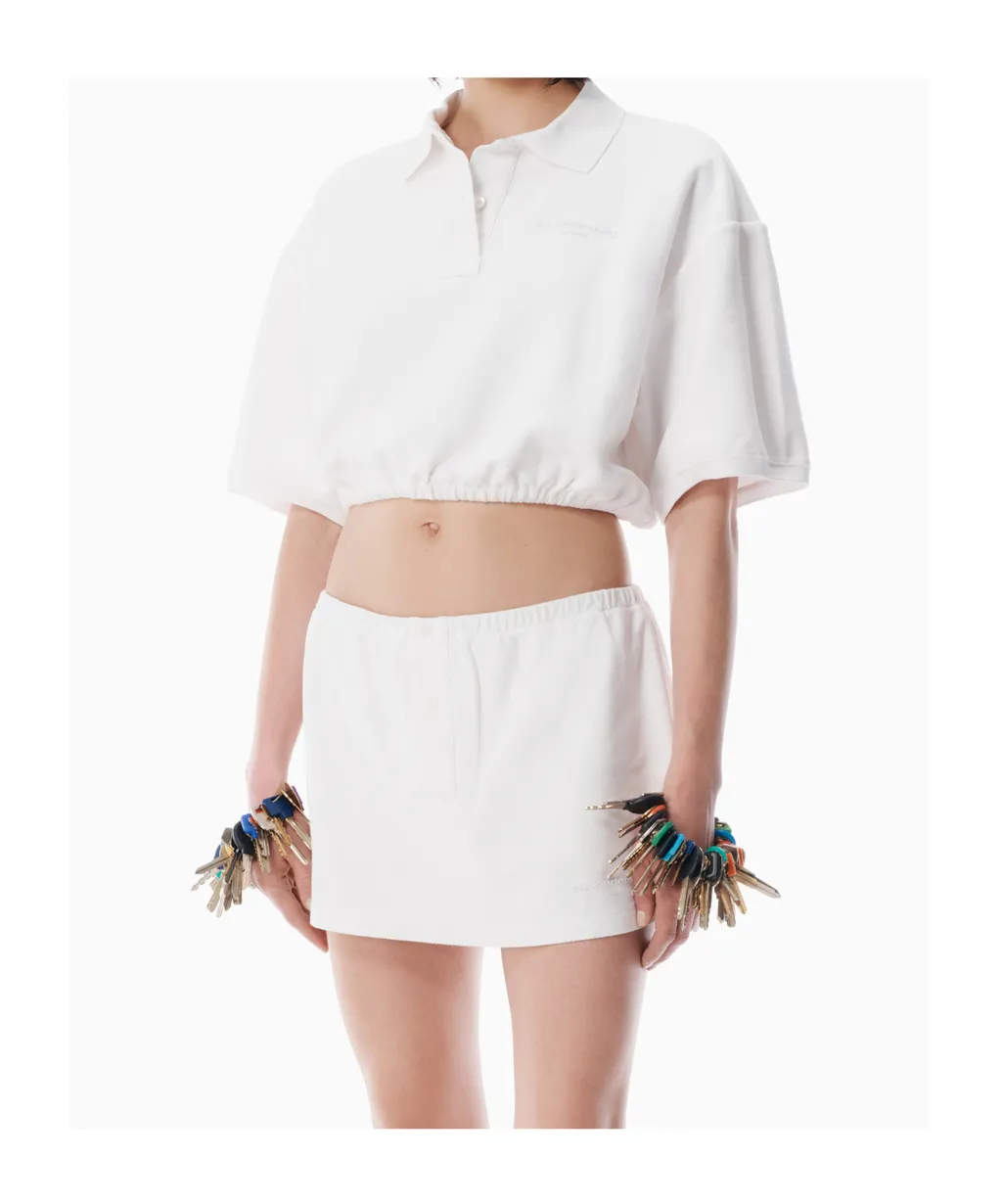 Elasticated-Waistband Buttoned Skirt