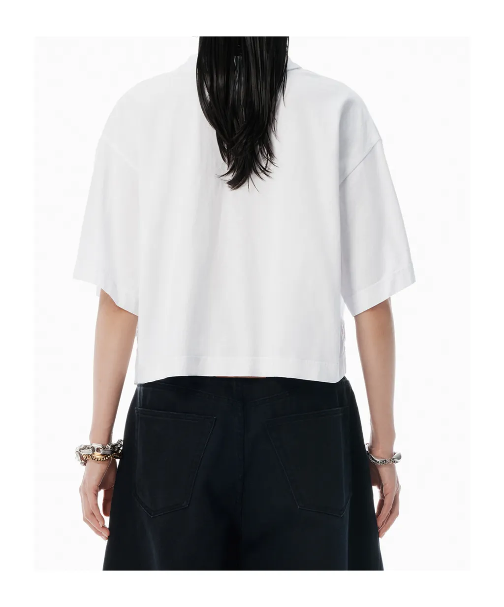 Short-Sleeved Cropped Polo Shirt