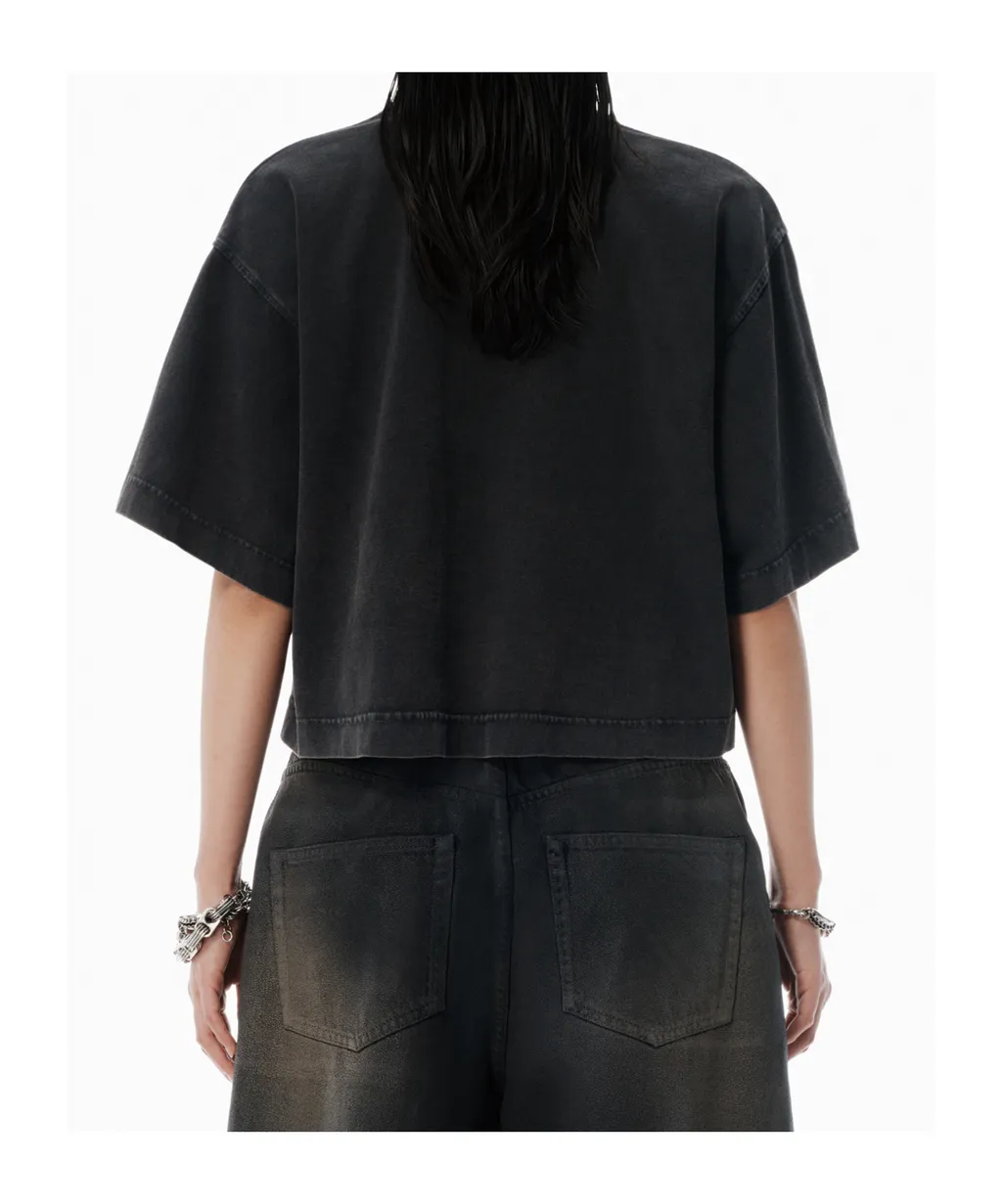 Short-Sleeved Cropped Polo Shirt