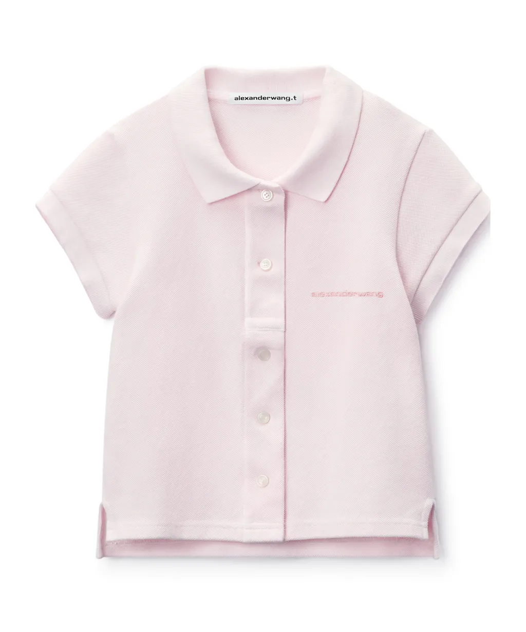 Button-Up Knit Polo Shirt