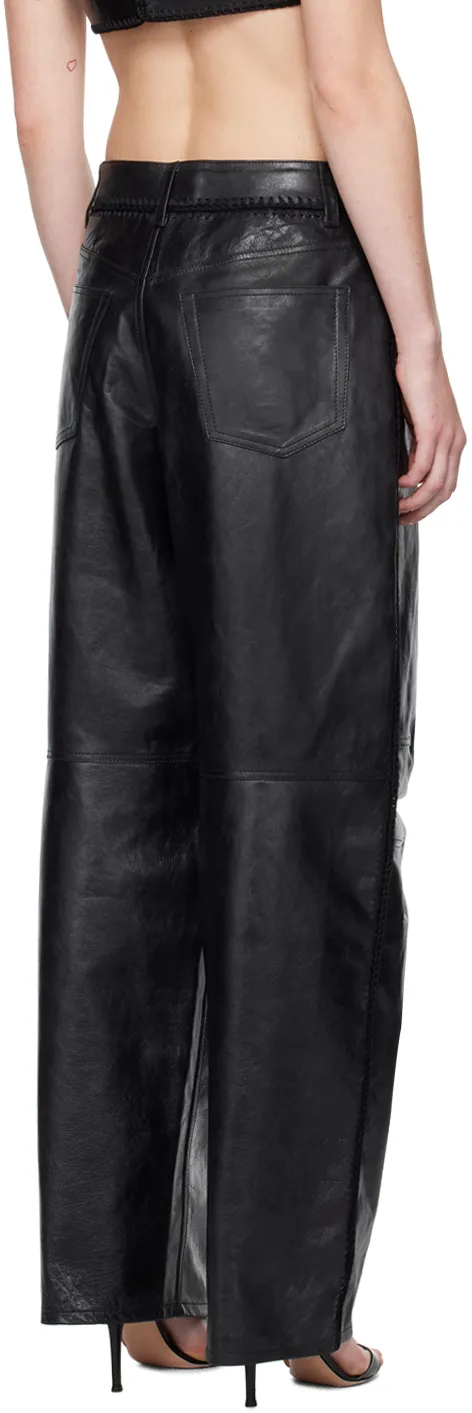 Low-Waist Crocheted Leather Pants