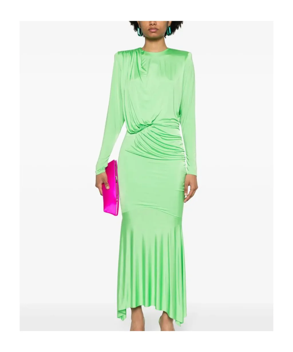 Pleated Satin Maxi Dress