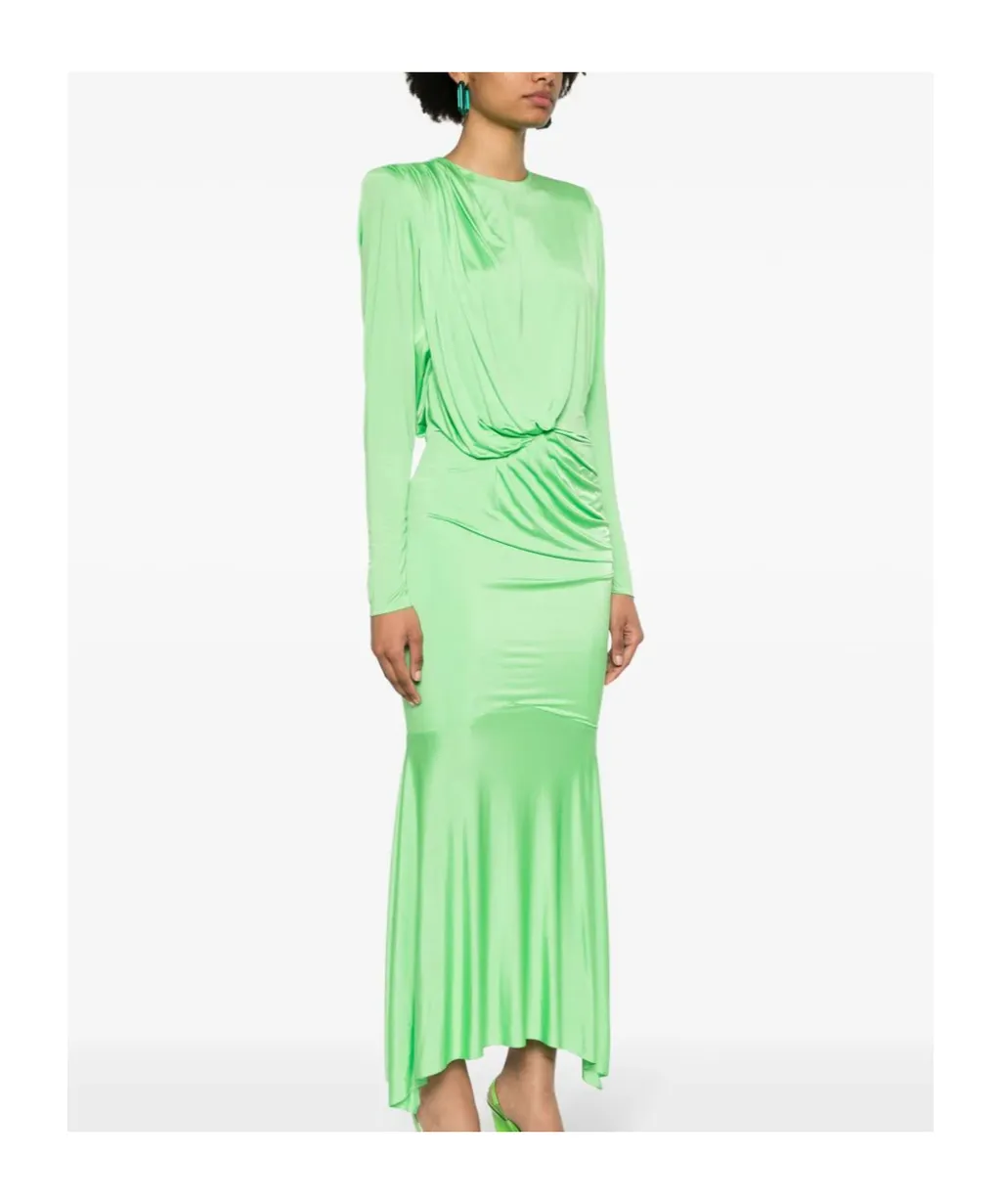 Pleated Satin Maxi Dress