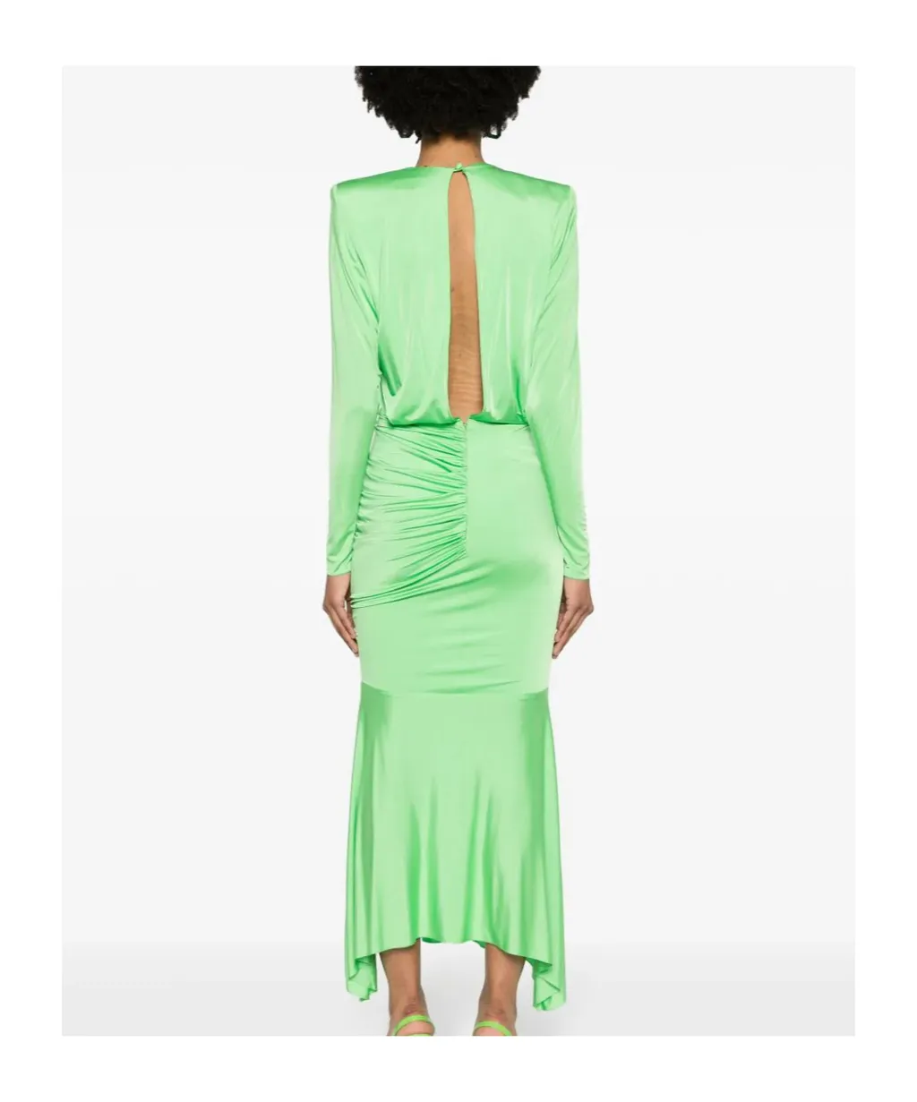 Pleated Satin Maxi Dress