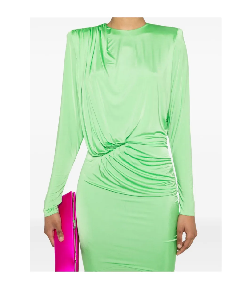 Pleated Satin Maxi Dress