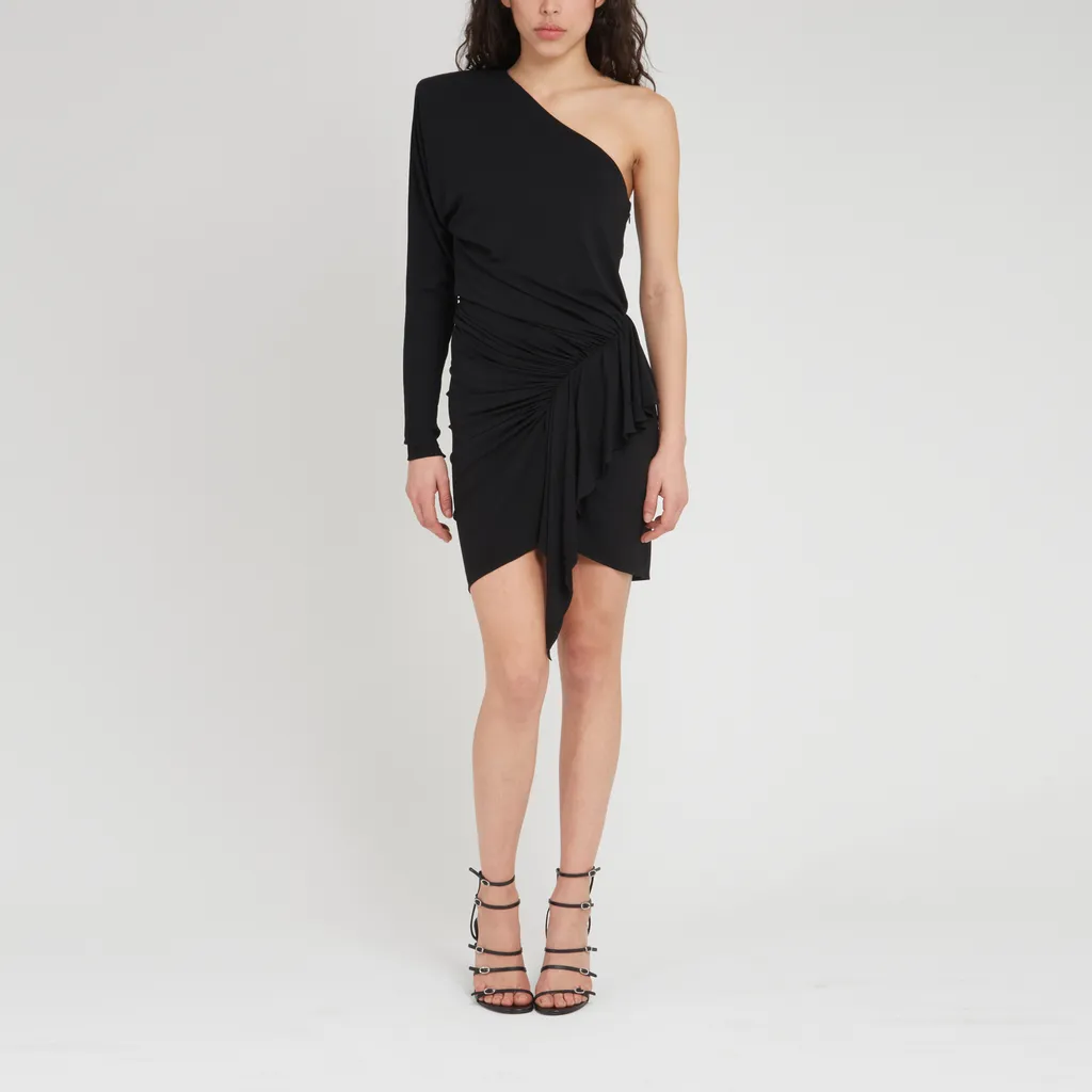 Ruched Detail One Shoulder Mini Dress