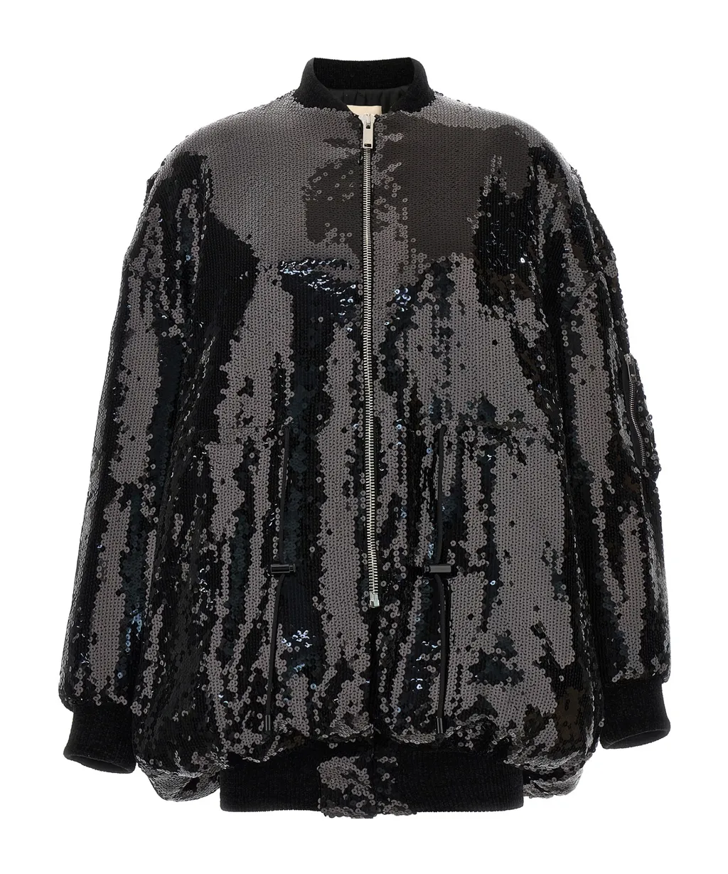 All-Over Sequin Embellished Bomber Jacket