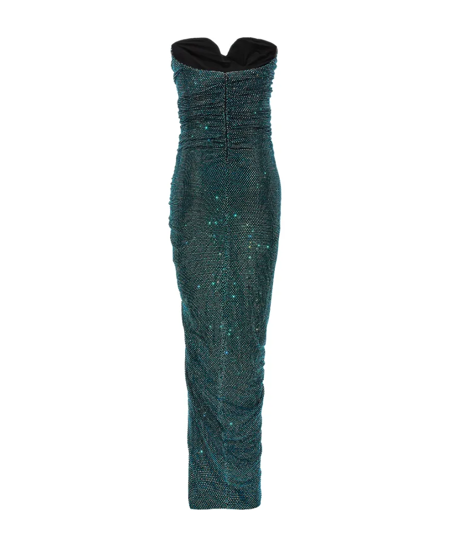 Embellished Ruched Strapless Maxi Dress