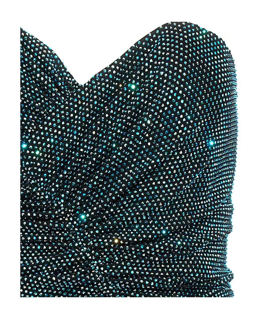 Embellished Ruched Strapless Maxi Dress