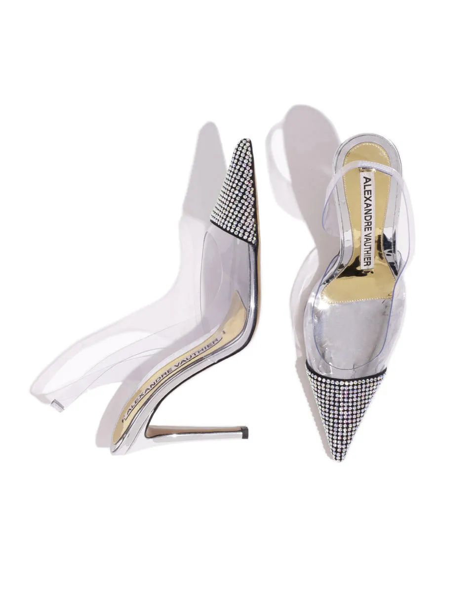 Amber Crystal-Embellished Slingback Pumps