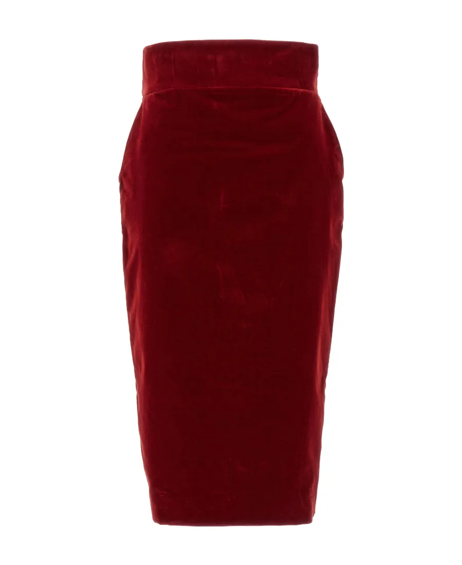 High Waist Velvet Midi Skirt