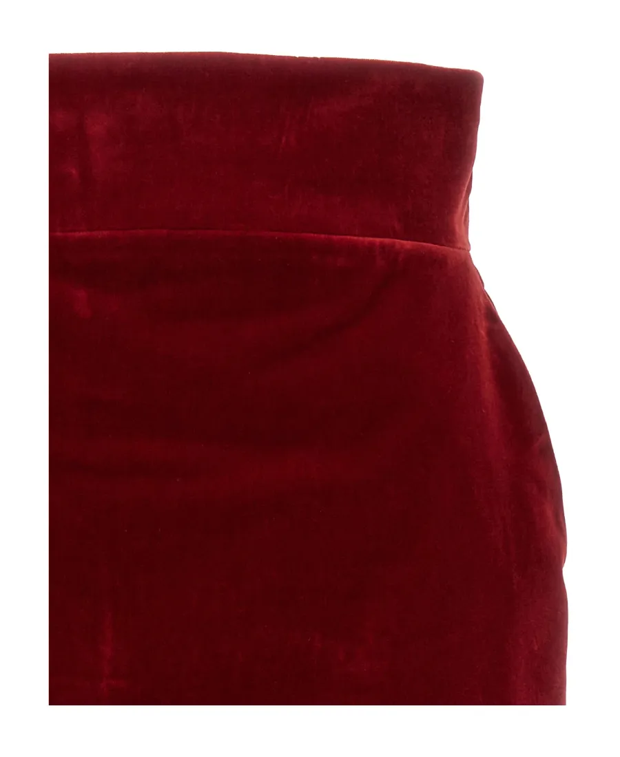 High Waist Velvet Midi Skirt