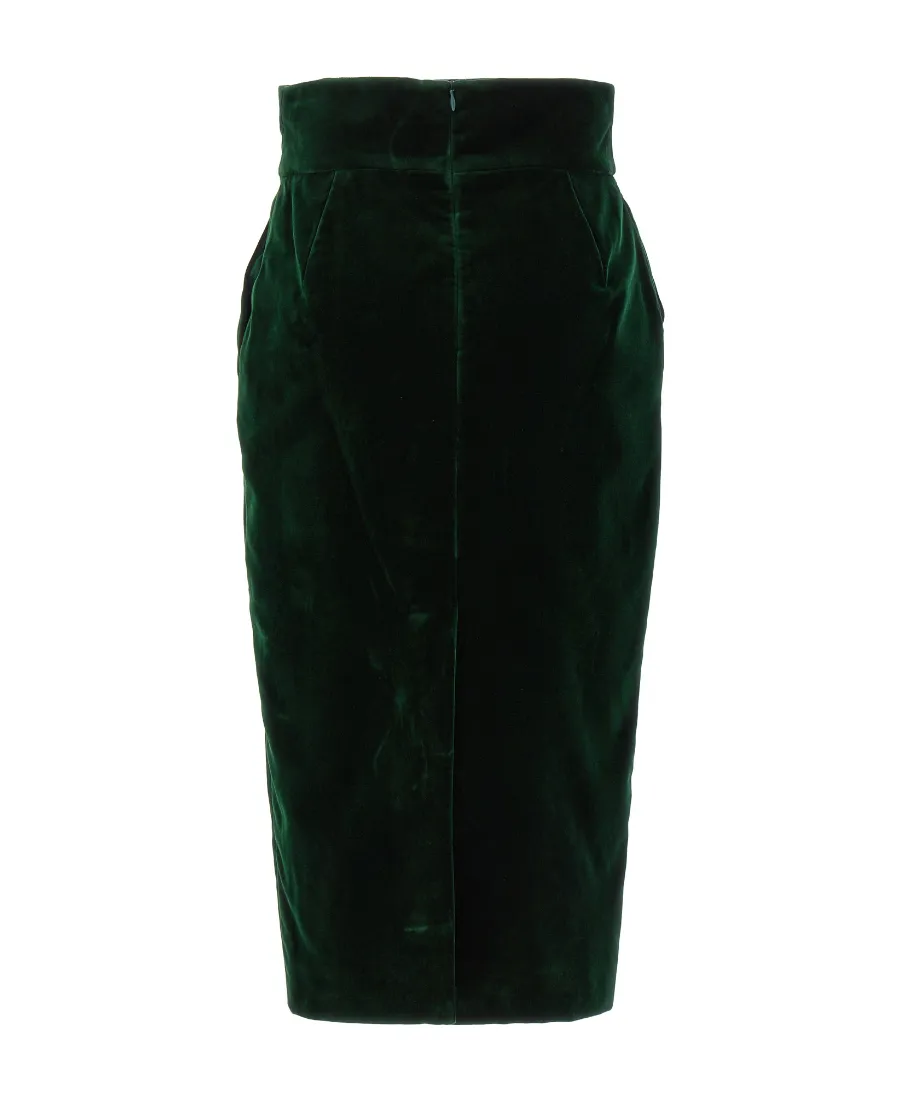 High Waist Velvet Midi Skirt